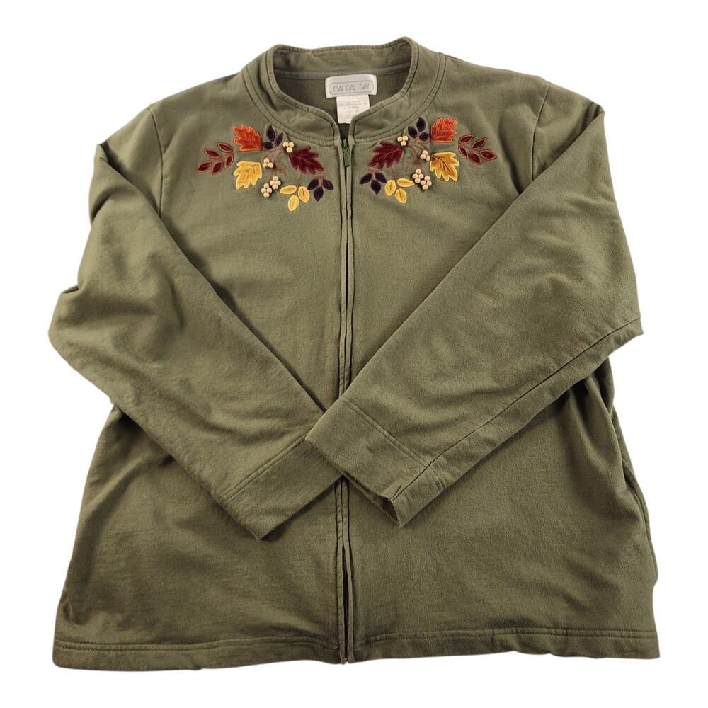 Vintage Mandal Bay Embroidered Leaf Appliqué Jacket Cottagecore Boho